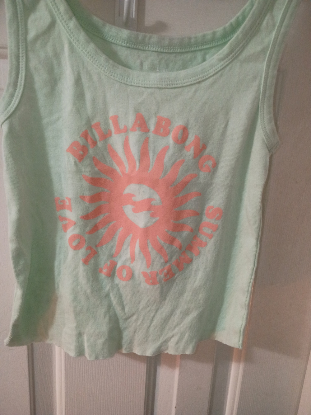 Billabong Girls' Mint Green Tank Top with Coral Sun Graphic